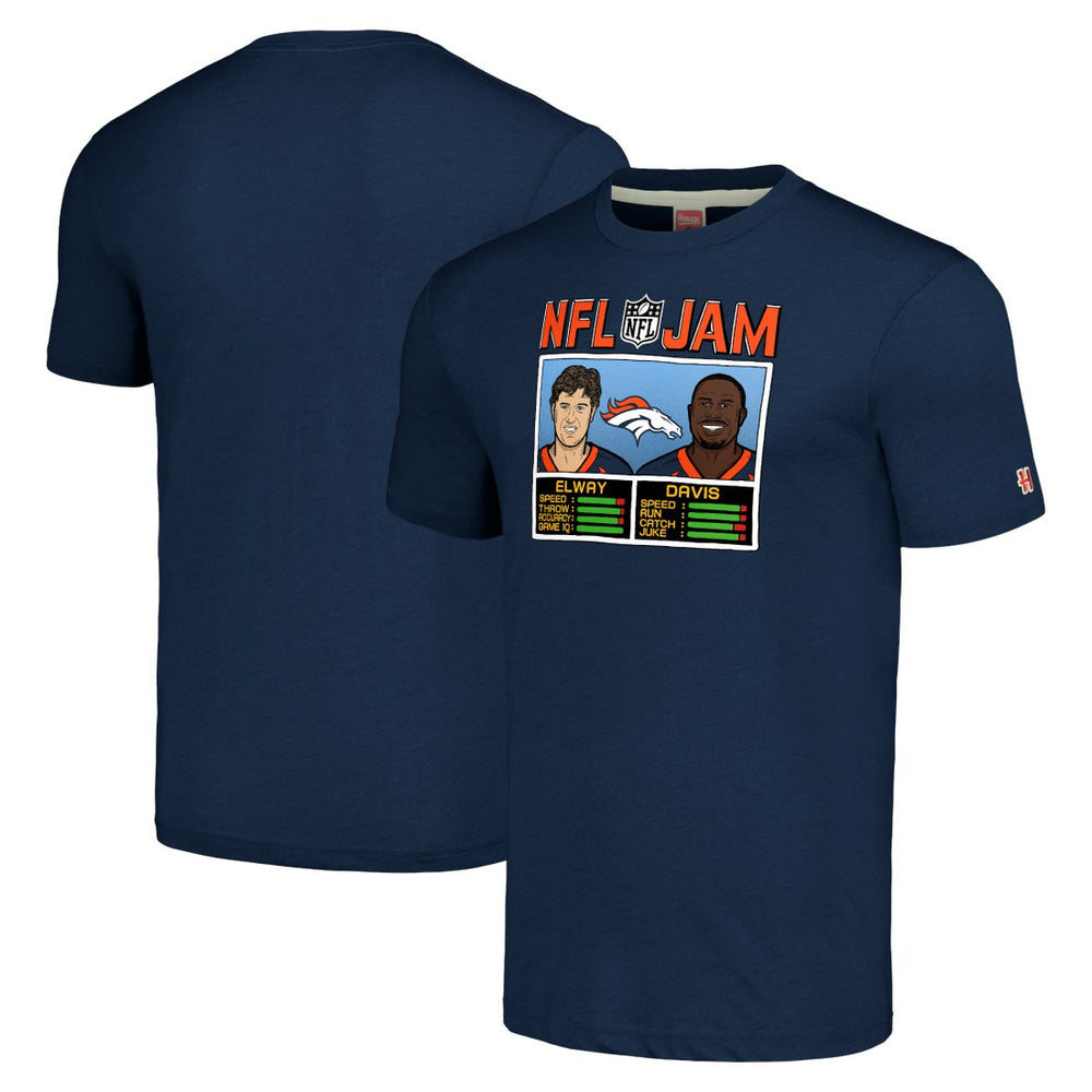 NFL Denver Broncos John Elway & Terrell Davis  Homage Unisex NFL Jam Retired Tri-Blend T-Shirt