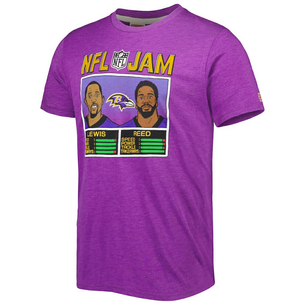 NFL Baltimore Ravens Ray Lewis & Ed Reed  Homage Unisex NFL Jam Retired Tri-Blend T-Shirt