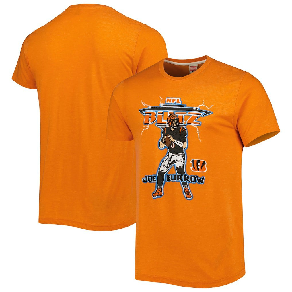 NFL Cincinnati Bengals Joe Burrow  Homage Unisex NFL Blitz Player Tri-Blend T-Shirt