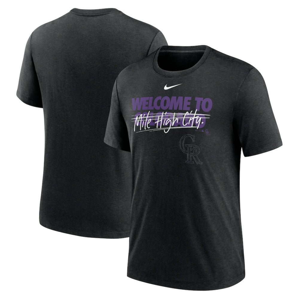 Colorado Rockies Home Spin Tri-Blend T-Shirt - Heather Black | Nike
