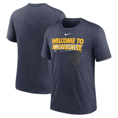 Milwaukee Brewers Home Spin Tri-Blend T-Shirt - Heather Navy | Nike