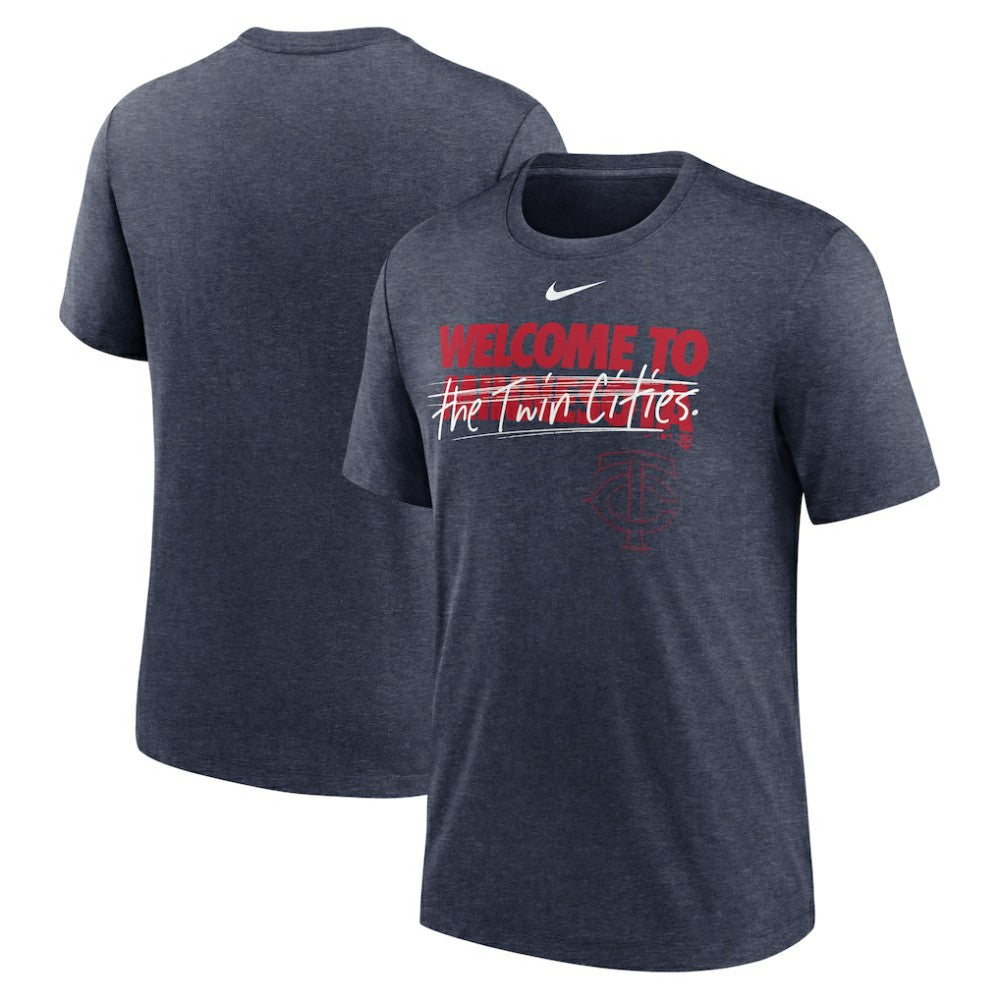 Minnesota Twins Home Spin Tri-Blend T-Shirt - Heather Navy | Nike