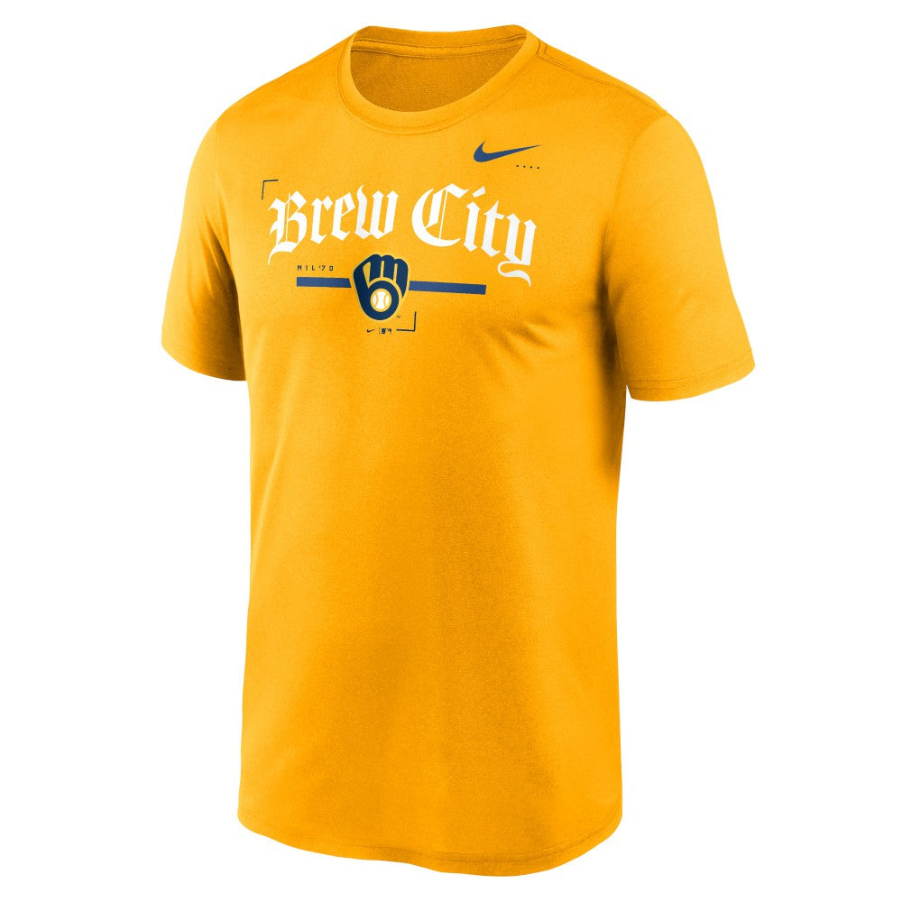 Milwaukee Brewers Local Legend Practice Performace T-Shirt - Gold | Nike