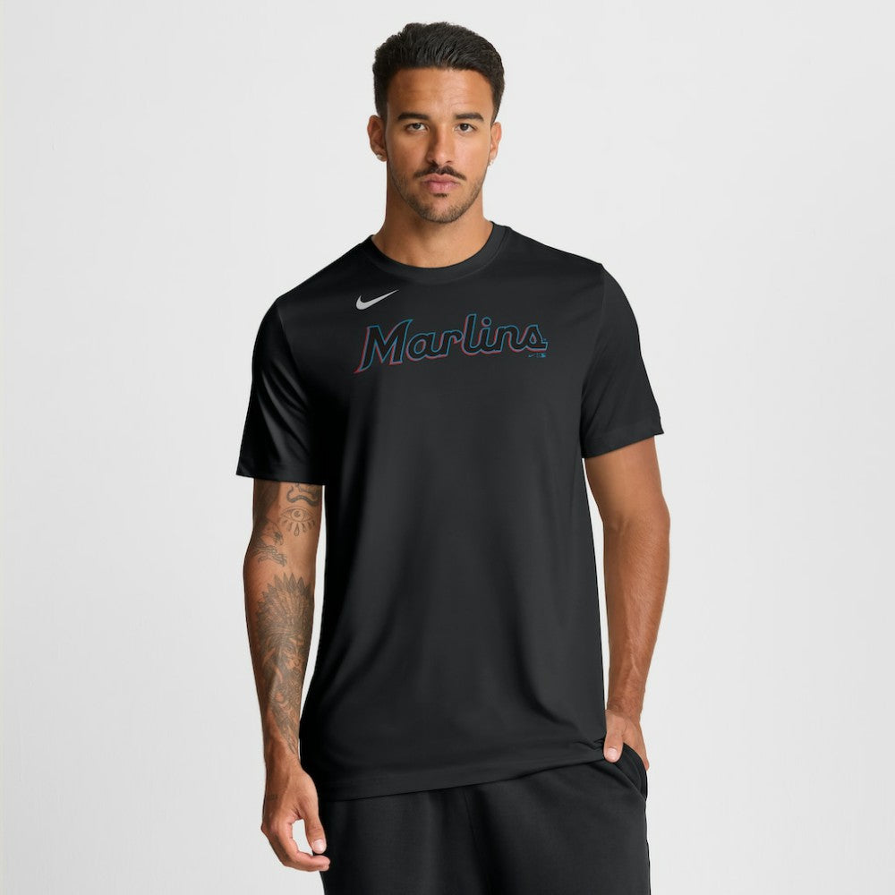 Miami Marlins New Legend Wordmark Dri-FIT T-Shirt - Black | Nike