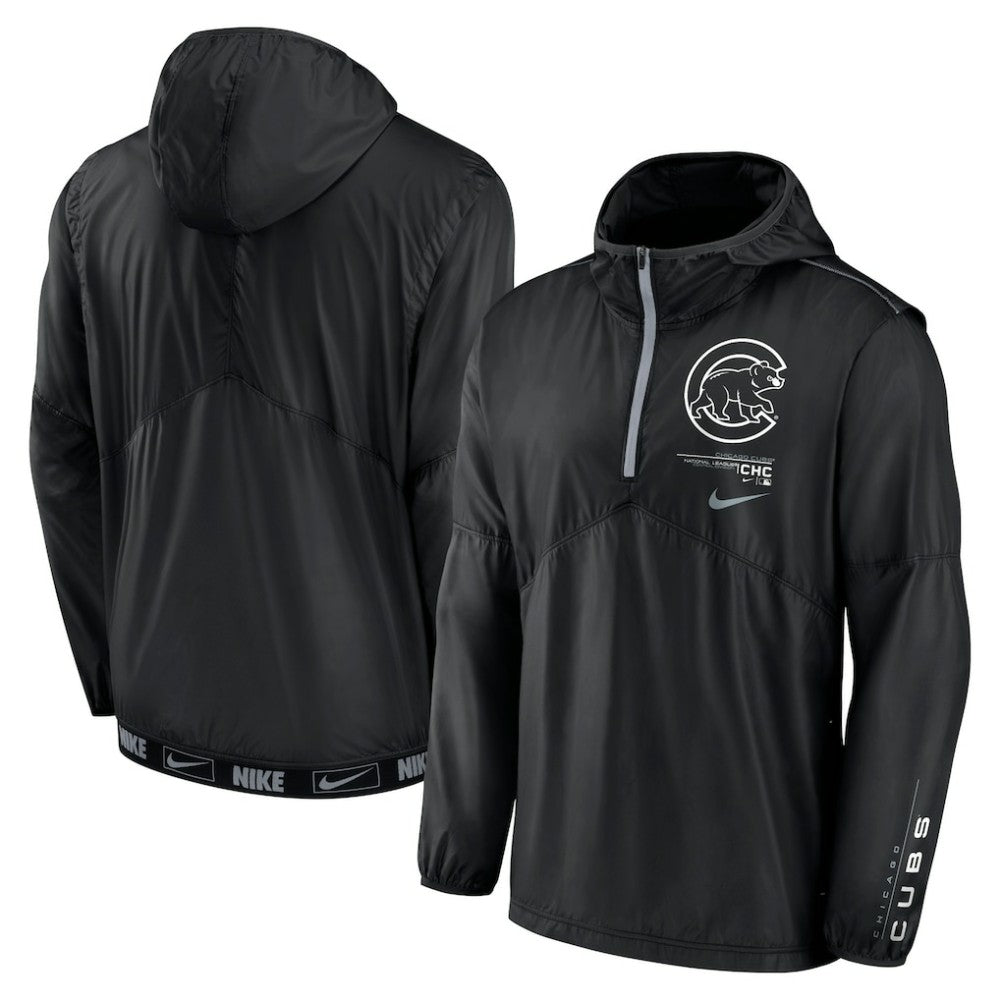 Chicago Cubs Authentic Night Game Performance Half-Zip Windbreaker - Black | Nike