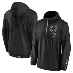 Chicago Cubs Authentic Night Game Performance Half-Zip Windbreaker - Black | Nike
