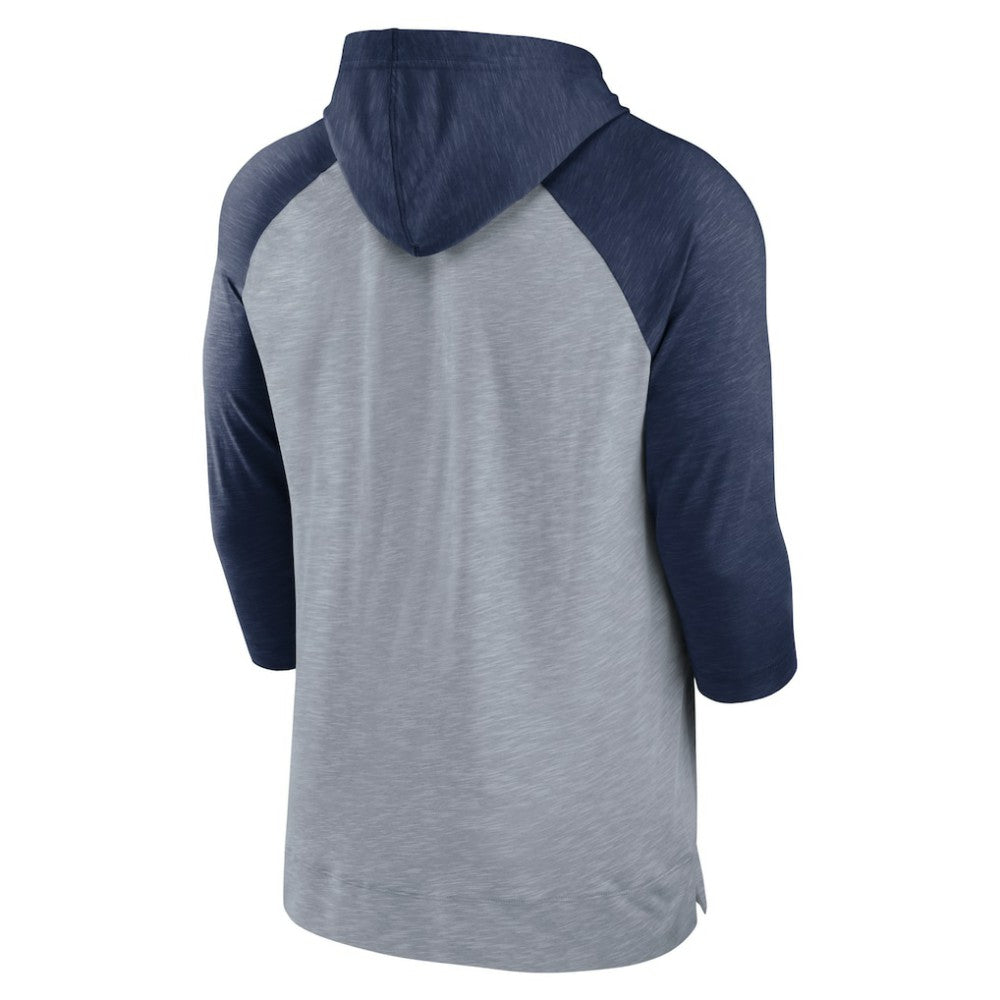 Minnesota Twins Baseball Raglan 3/4-Sleeve Pullover Hoodie - Heather Gray/Heather Navy | Nike