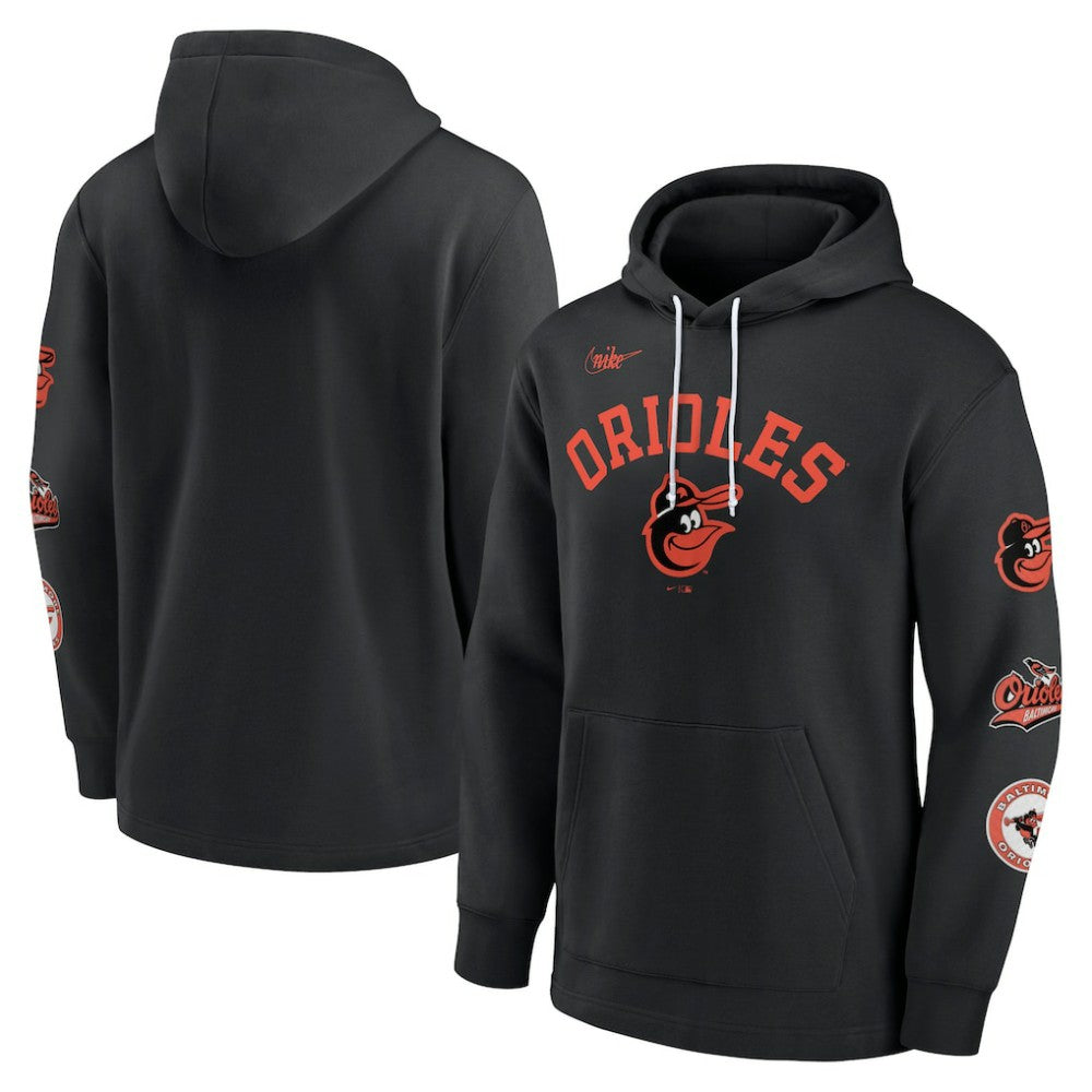 Baltimore Orioles Rewind Lefty Pullover Hoodie - Black | Nike