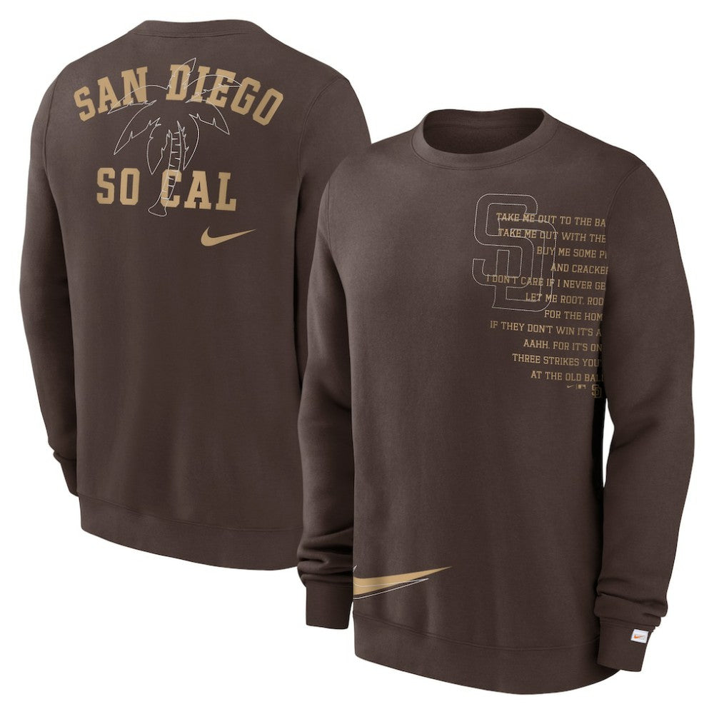 San Diego Padres Statement Ball Game Fleece Pullover Sweatshirt - Brown | Nike