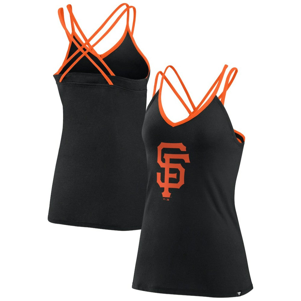 San Francisco Giants Women's Barrel It Up Cross Back V-Neck Tank Top - Black