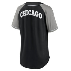 Chicago White Sox Women's Ultimate Style Raglan V-Neck T-Shirt - Black