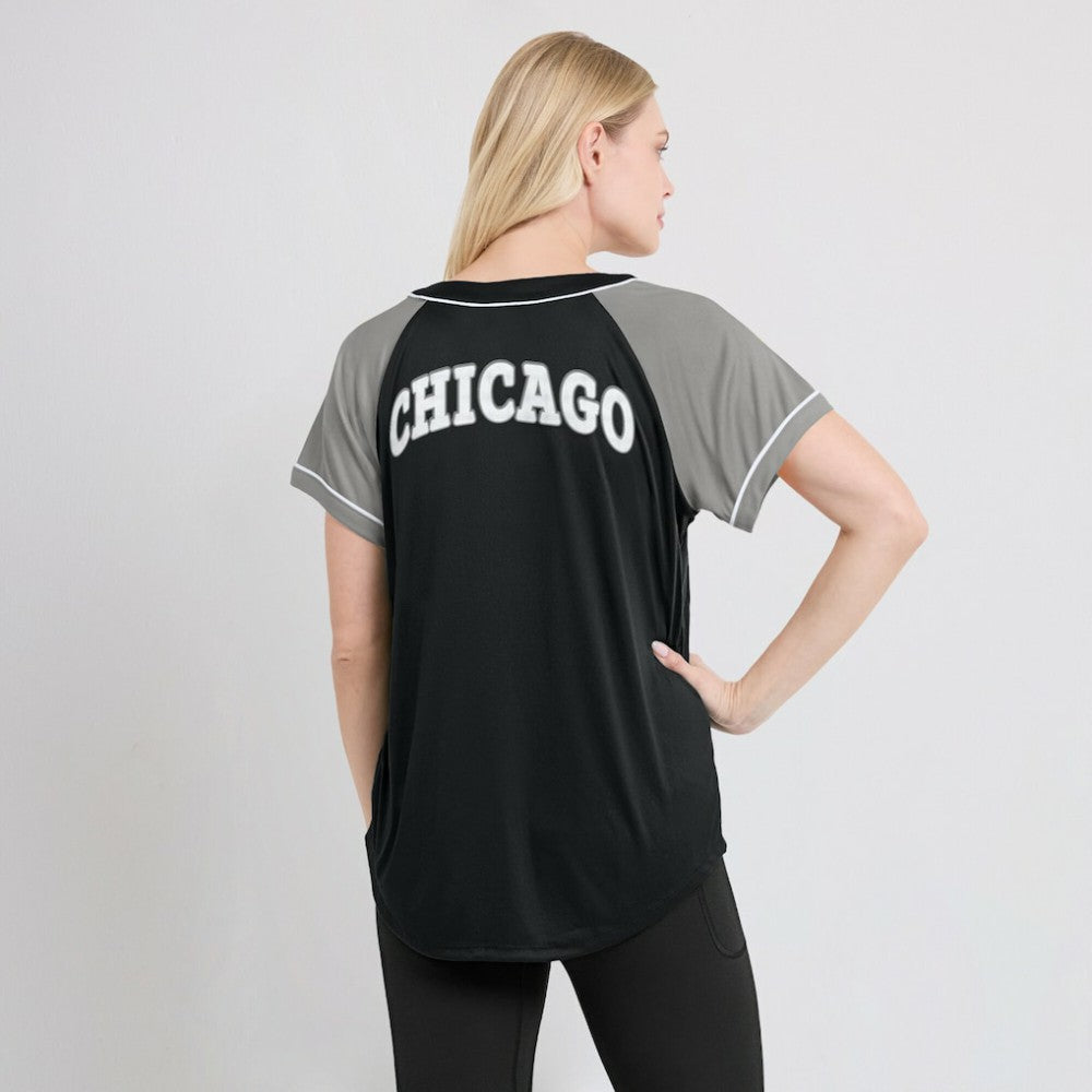 Chicago White Sox Women's Ultimate Style Raglan V-Neck T-Shirt - Black