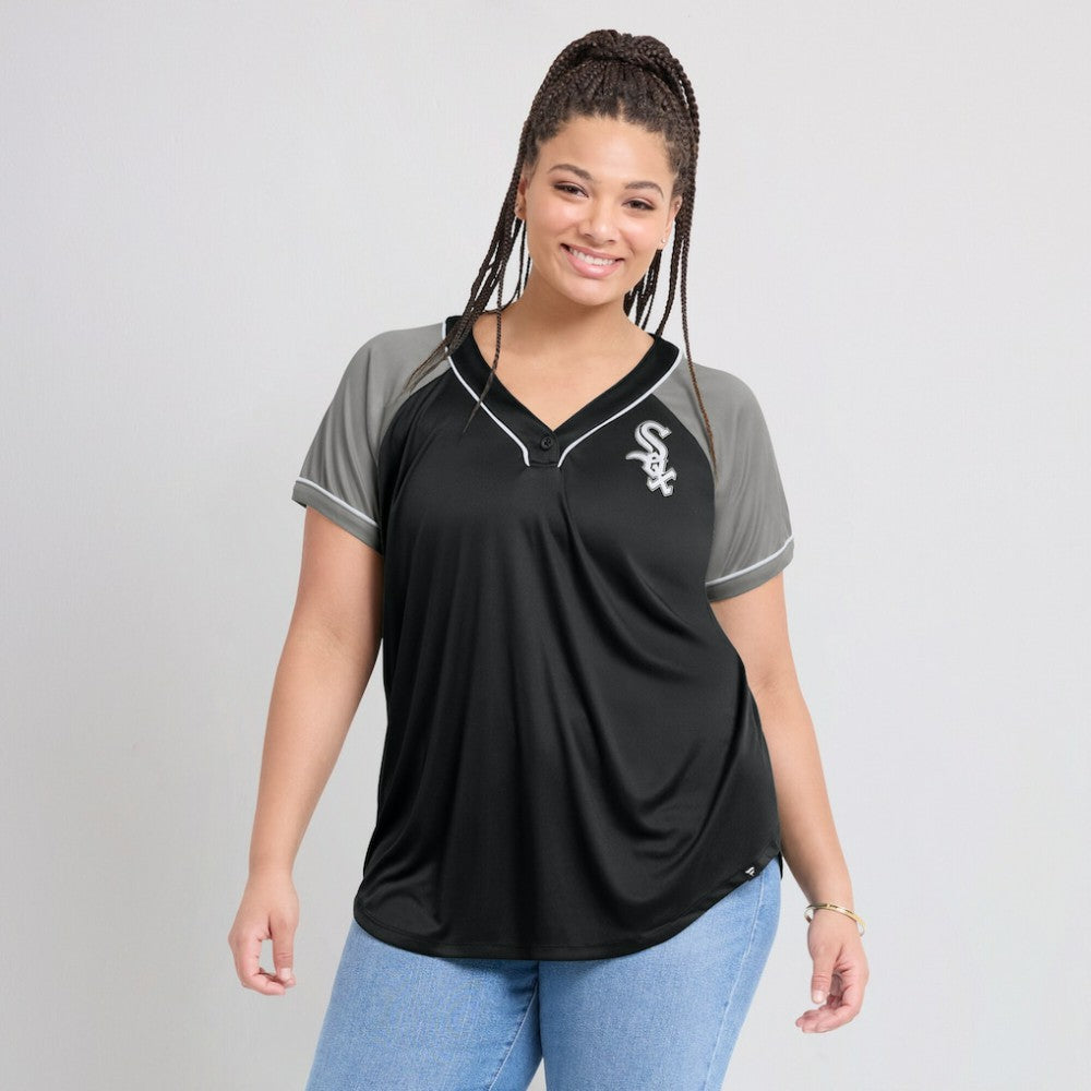 Chicago White Sox Women's Ultimate Style Raglan V-Neck T-Shirt - Black