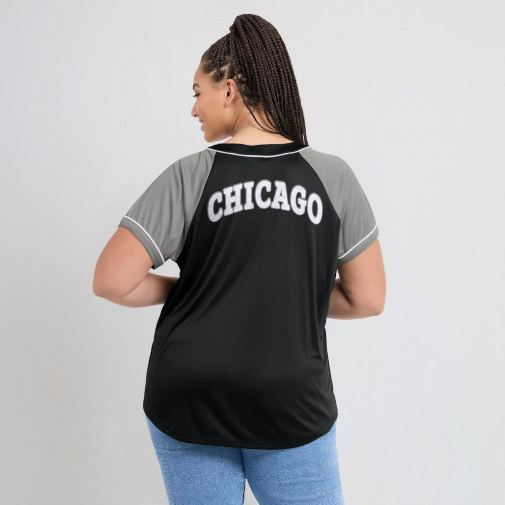 Chicago White Sox Women's Ultimate Style Raglan V-Neck T-Shirt - Black