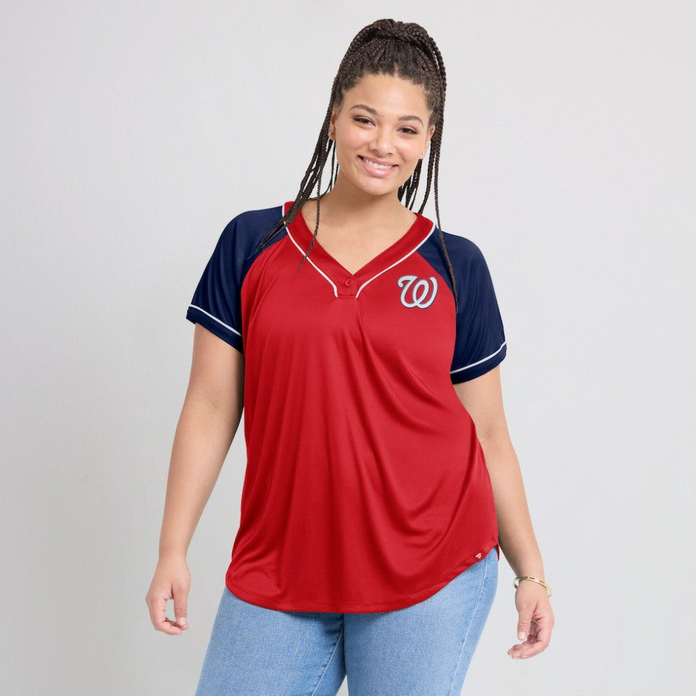 Washington Nationals Women's Ultimate Style Raglan V-Neck T-Shirt - Red