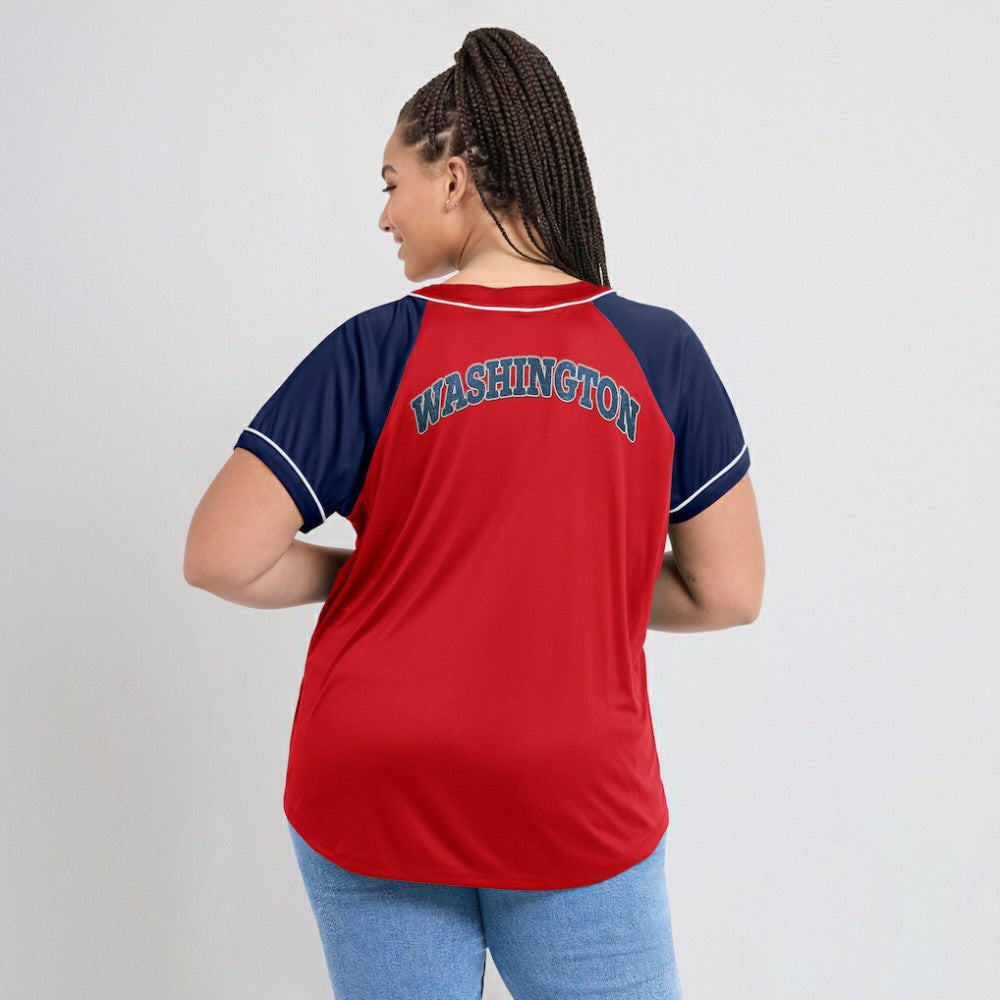 Washington Nationals Women's Ultimate Style Raglan V-Neck T-Shirt - Red