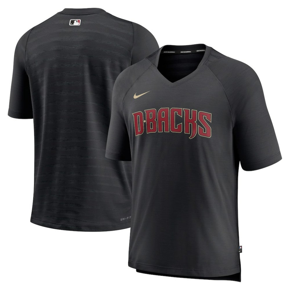 Arizona Diamondbacks Authentic Collection Pregame Raglan Performance V-Neck T-Shirt - Black | Nike