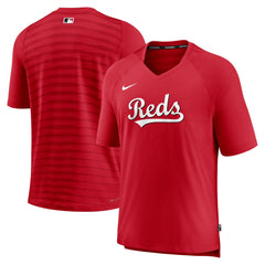 Cincinnati Reds Authentic Collection Pregame Raglan Performance V-Neck T-Shirt - Red | Nike