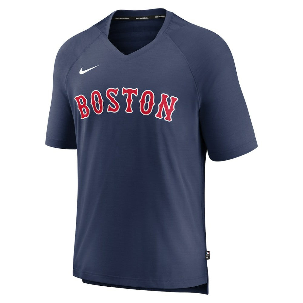 Boston Red Sox Authentic Collection Pregame Raglan Performance V-Neck T-Shirt - Navy | Nike