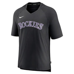 Colorado Rockies Authentic Collection Pregame Raglan Performance V-Neck T-Shirt - Black | Nike