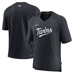 Minnesota Twins Authentic Collection Pregame Raglan Performance V-Neck T-Shirt - Navy | Nike