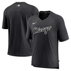 Chicago White Sox Authentic Collection Pregame Raglan Performance V-Neck T-Shirt - Black | Nike