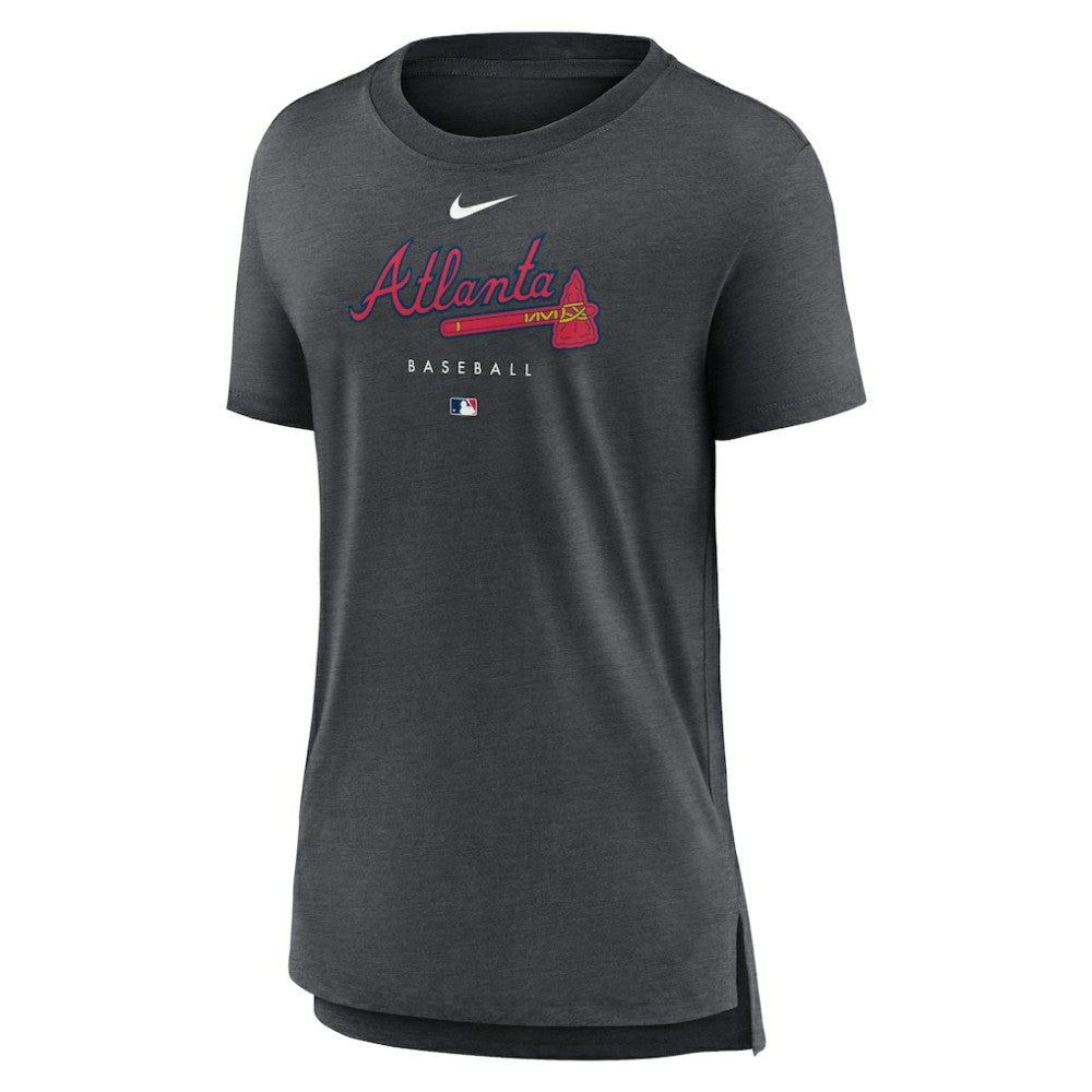 Atlanta Braves Women's Authentic Collection Early Work Tri-Blend T-Shirt - Heather Charcoal | Nike