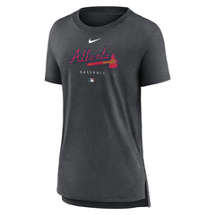 Atlanta Braves Women's Authentic Collection Early Work Tri-Blend T-Shirt - Heather Charcoal | Nike