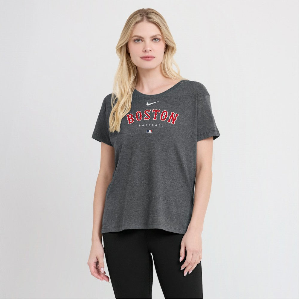 Boston Red Sox Women's Authentic Collection Early Work Tri-Blend T-Shirt - Heather Charcoal | Nike