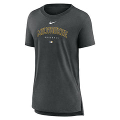 Milwaukee Brewers Women's Authentic Collection Early Work Tri-Blend T-Shirt - Heather Charcoal | Nike