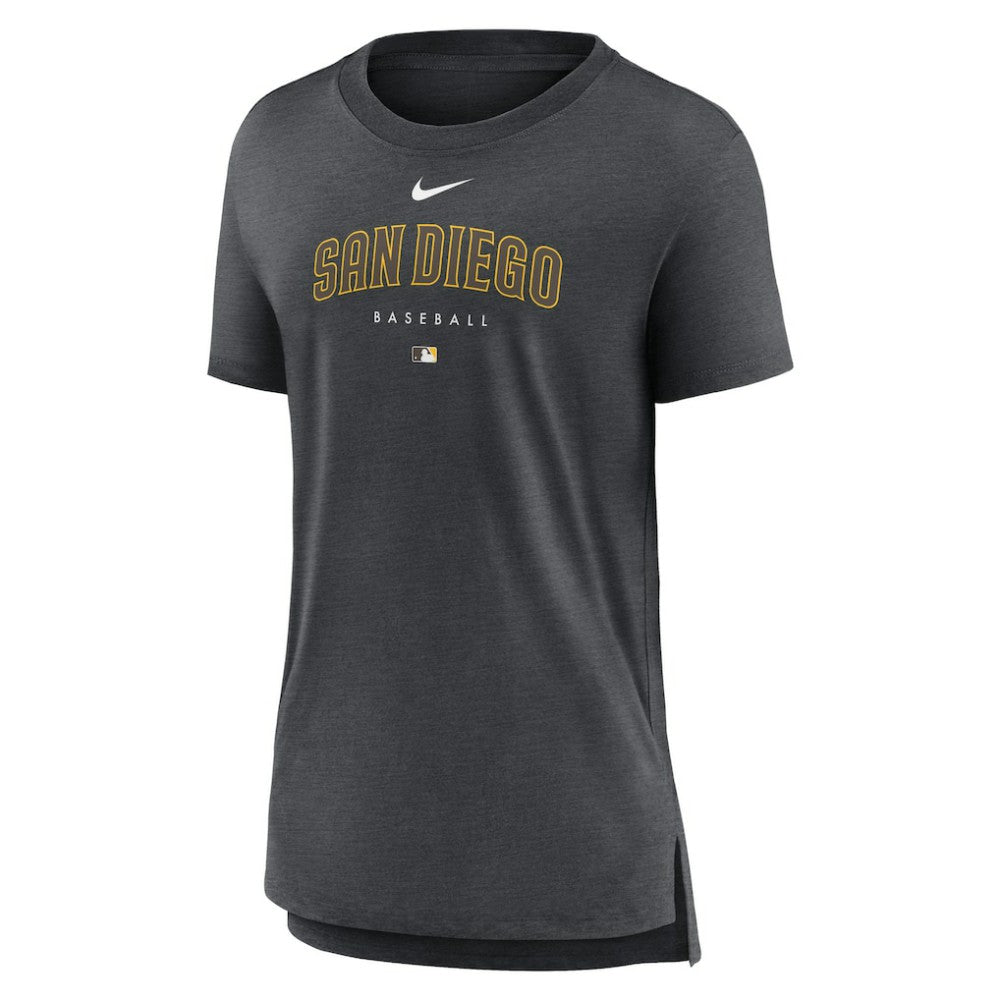 San Diego Padres Women's Authentic Collection Early Work Tri-Blend T-Shirt - Heather Charcoal | Nike