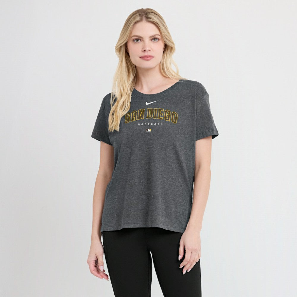 San Diego Padres Women's Authentic Collection Early Work Tri-Blend T-Shirt - Heather Charcoal | Nike