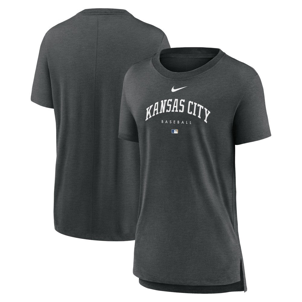 Kansas City Royals Women's Authentic Collection Early Work Tri-Blend T-Shirt - Heather Charcoal | Nike