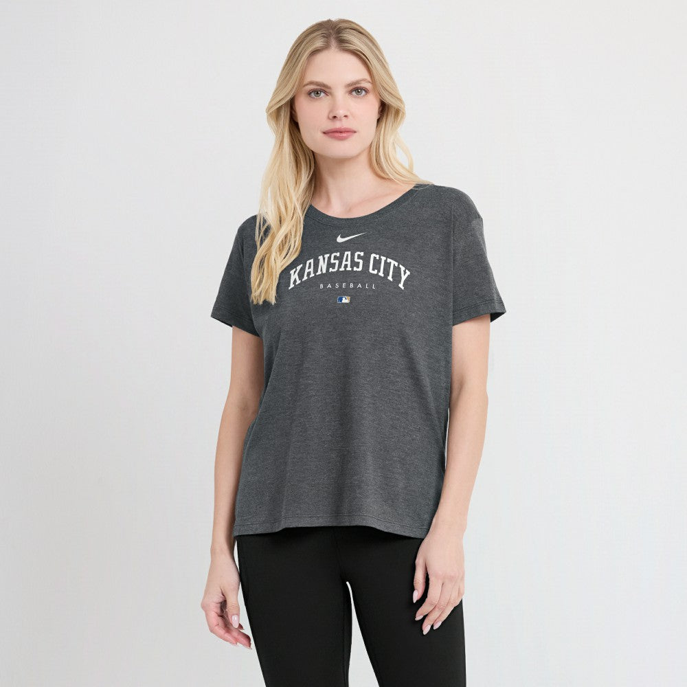 Kansas City Royals Women's Authentic Collection Early Work Tri-Blend T-Shirt - Heather Charcoal | Nike