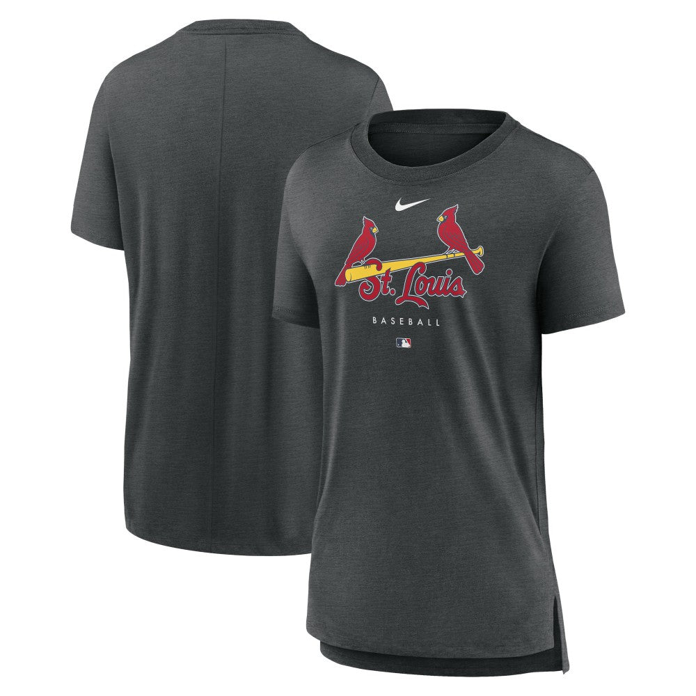 St. Louis Cardinals Women's Authentic Collection Early Work Tri-Blend T-Shirt - Heather Charcoal | Nike