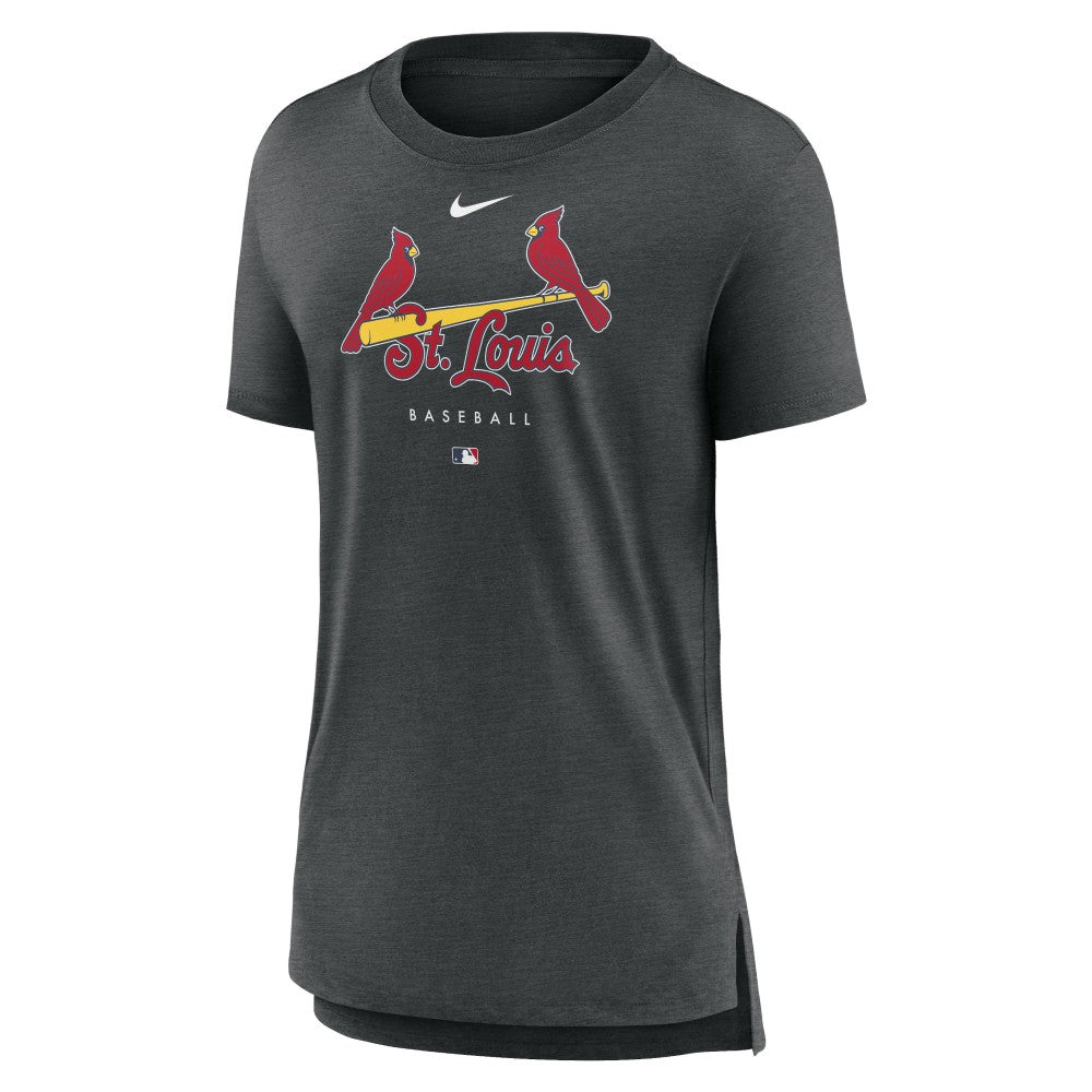 St. Louis Cardinals Women's Authentic Collection Early Work Tri-Blend T-Shirt - Heather Charcoal | Nike