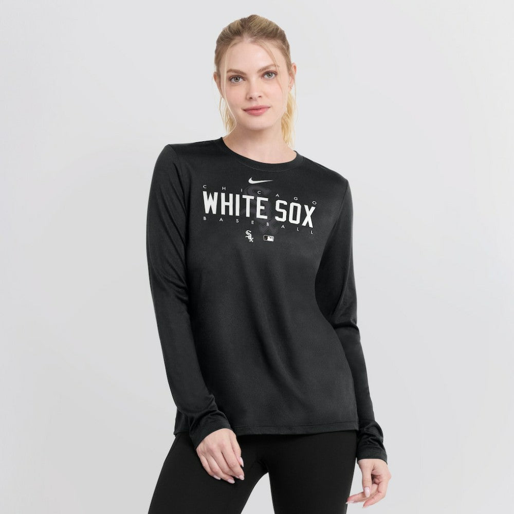 Chicago White Sox Women's Authentic Collection Legend Performance Long Sleeve T-Shirt - Black | Nike