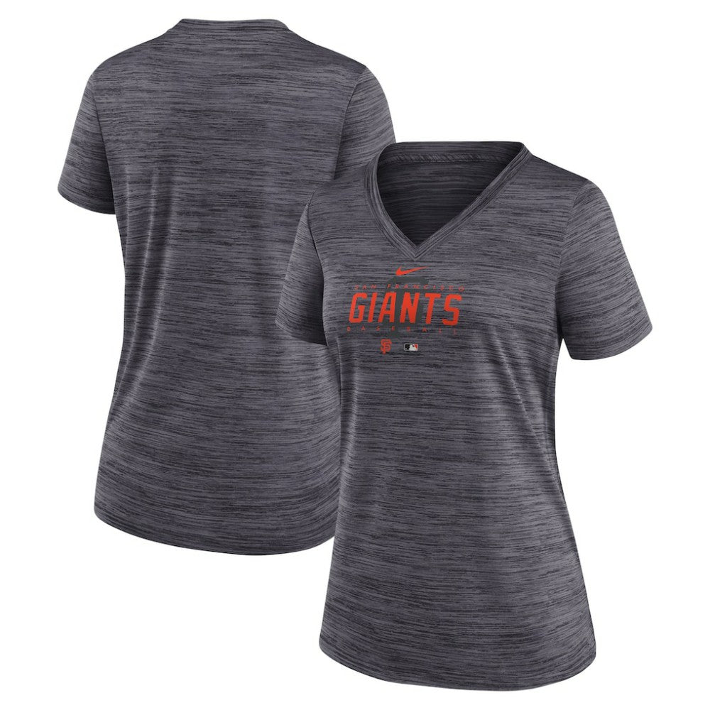 San Francisco Giants Women's Authentic Collection Velocity Practice Performance V-Neck T-Shirt - Black | Nike
