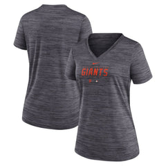 San Francisco Giants Women's Authentic Collection Velocity Practice Performance V-Neck T-Shirt - Black | Nike