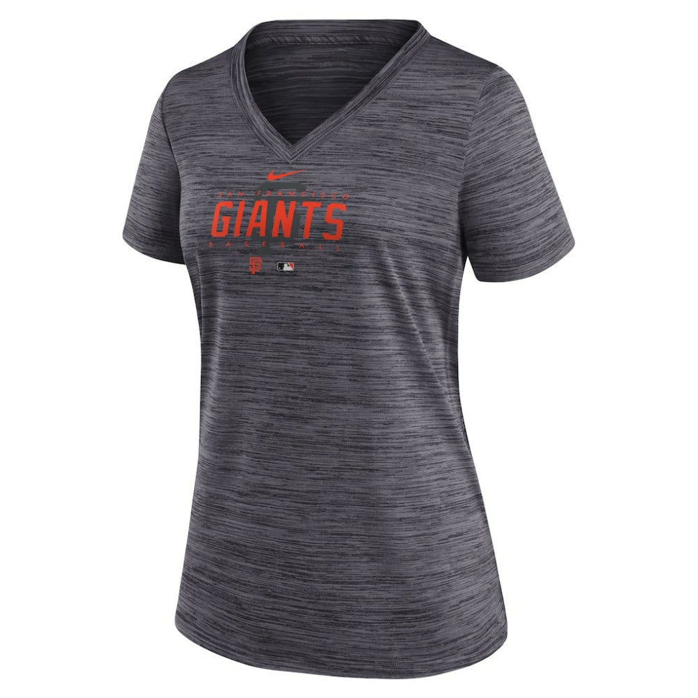 San Francisco Giants Women's Authentic Collection Velocity Practice Performance V-Neck T-Shirt - Black | Nike