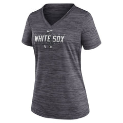 Chicago White Sox Women's Authentic Collection Velocity Practice Performance V-Neck T-Shirt - Black | Nike