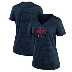 Minnesota Twins Women's Authentic Collection Velocity Practice Performance V-Neck T-Shirt - Navy | Nike
