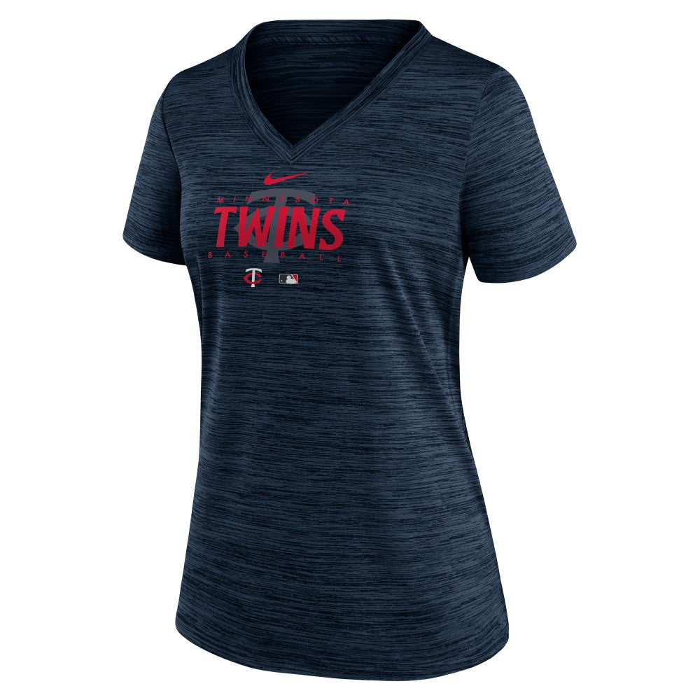 Minnesota Twins Women's Authentic Collection Velocity Practice Performance V-Neck T-Shirt - Navy | Nike