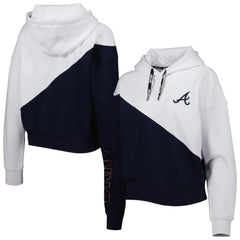 Atlanta Braves DKNY Sport Women's Bobbi Colorblock Pullover Hoodie - Navy/White