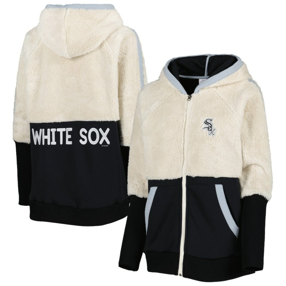 Chicago White Sox G-III 4Her by Carl Banks Women's Shuffle It Raglan Full-Zip Hoodie - Oatmeal/Black