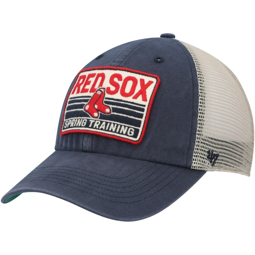 Boston Red Sox Four Stroke Clean Up Trucker Snapback Hat - Navy/Tan | 47 brand