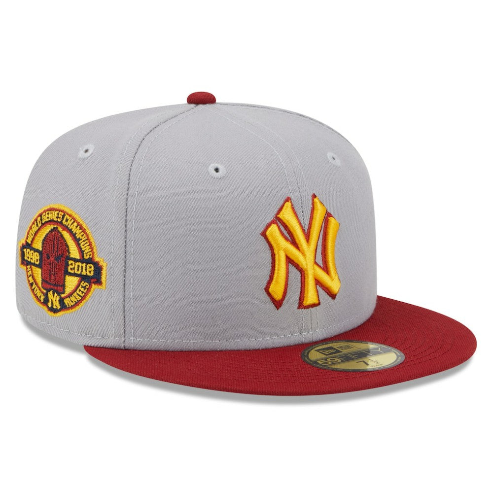 New York Yankees World Series Champions Navy Undervisor 59FIFTY Fitted Hat - Gray/Red | New Era