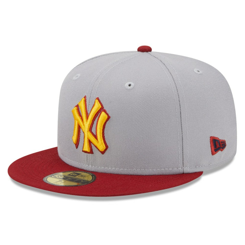 New York Yankees World Series Champions Navy Undervisor 59FIFTY Fitted Hat - Gray/Red | New Era