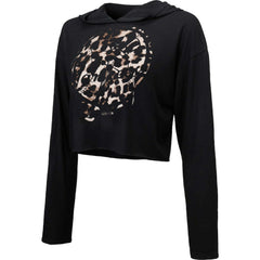 New York Yankees Majestic Threads Women's Leopard Cropped Hoodie - Black