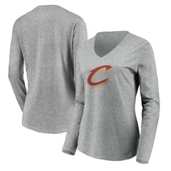 Cleveland Cavaliers Women's Primary Logo Team Long Sleeve V-Neck T-Shirt sale - Heathered Gray outlet
